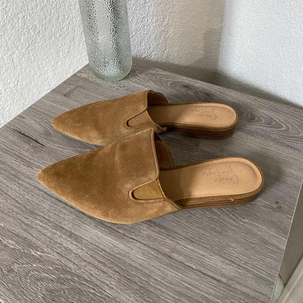 Crown Vintage Tan Suede Flat Mules